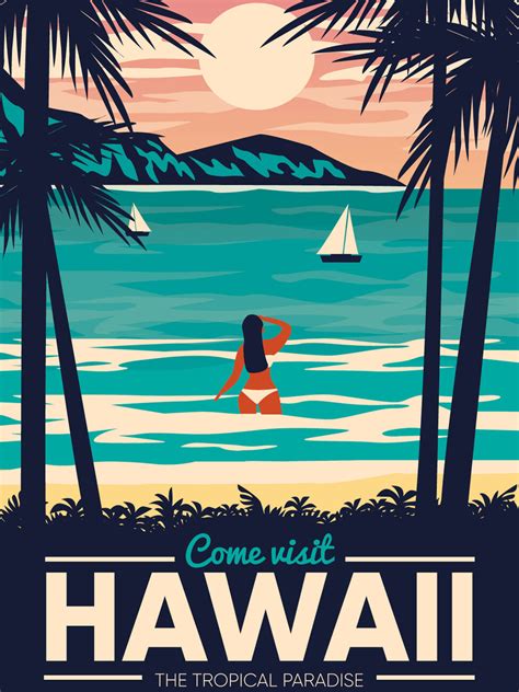 vintage hawaii travel poster hawaii visitors bureau closer than you think lovelier than you