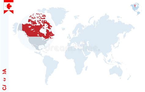 Canad Magnificado Sobre El Mapa Del Mundo Versiones Del Mapa Del Mundo Con Bandera Y Mapa De