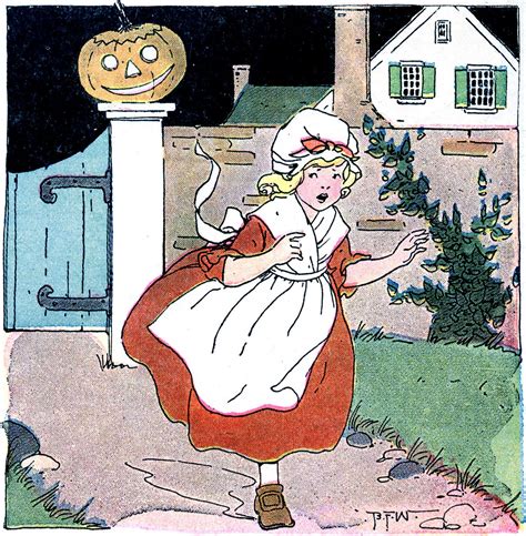 Vintage Halloween Graphic Girl With Pumpkin The Graphics Fairy