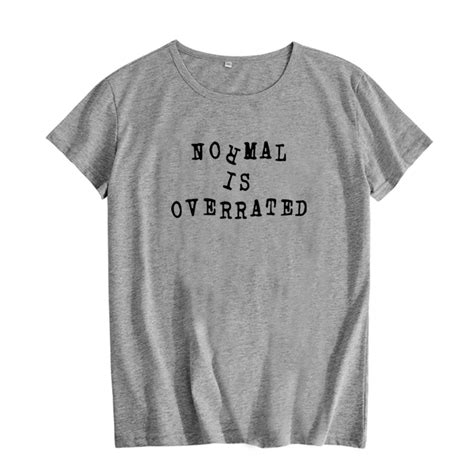 normal is overrated t shirt women summer clothes cotton short sleeve tops black white funny