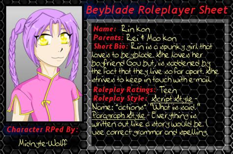 Beyblade Roleplayer Sheet Rin Kon By Twistedwytch On Deviantart