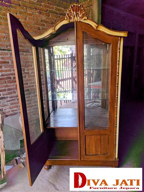 Bahan lemari jati 2 pintu. Lemari Hias Semarang 2 Pintu Minimalis Kayu Jati