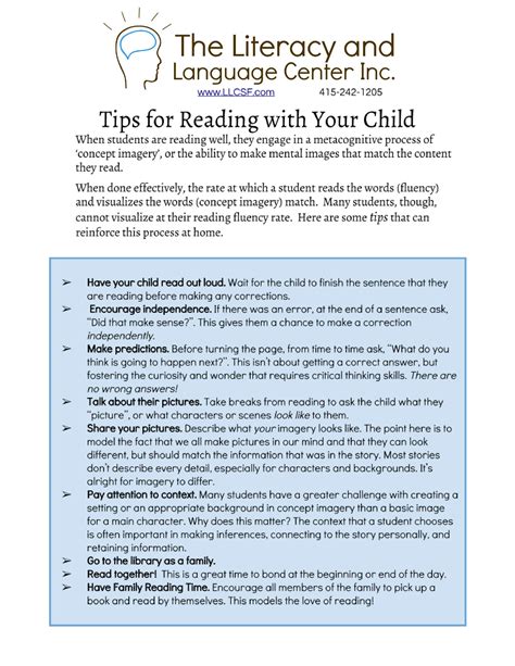 Tips For Reading With Your Child Literacy And Language Center
