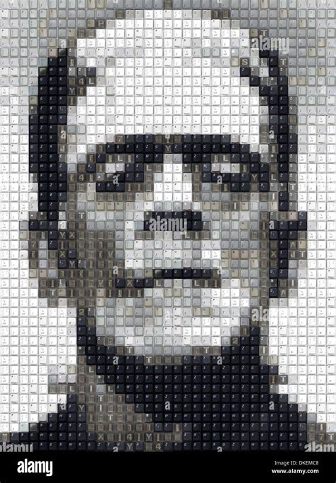 Pixelated Portraits Made Of Computer Keys Pictured Boris Karloff In