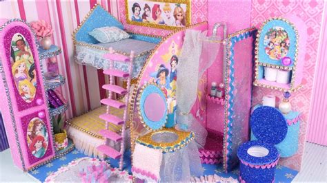 How to make a miniature. DIY Miniature Disney Princess Dollhouse~ Bedroom and ...
