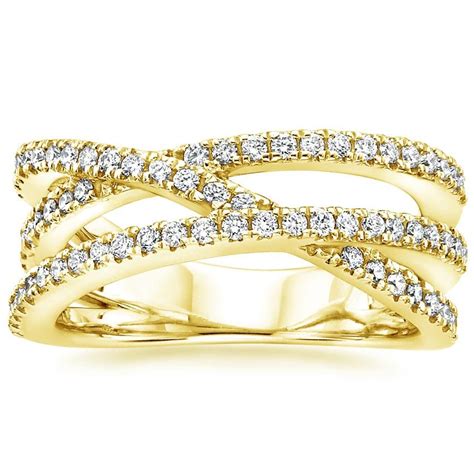 18k Yellow Gold Entwined Bisou Diamond Ring 12 Ct Tw Wedding Ring 18k Diamond Modern