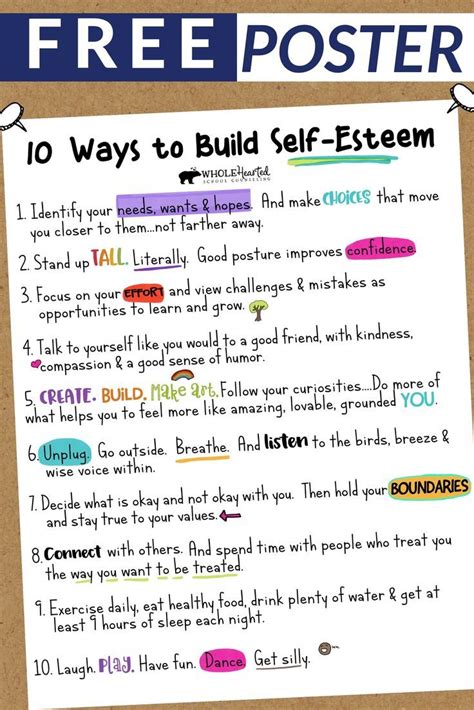 10 ways to build self esteem elementary and middle school counseling healthy habits self