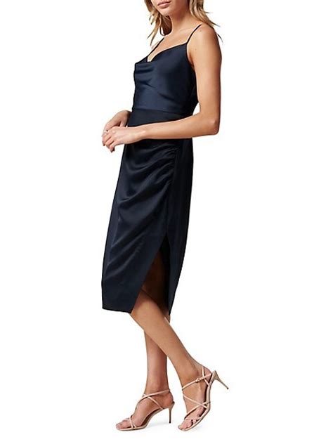 Ever New Laura Satin Cowl Ruched Midi Dress Thebay