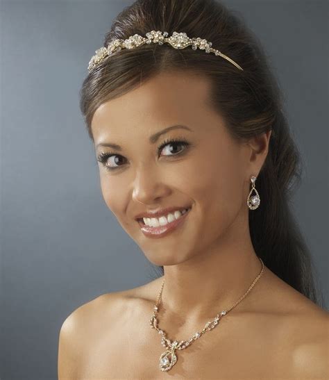 Gold Plated Wedding Tiara Plus Bridal Jewelry Set Bridal Jewelry Sets Wedding Bridal Tiaras