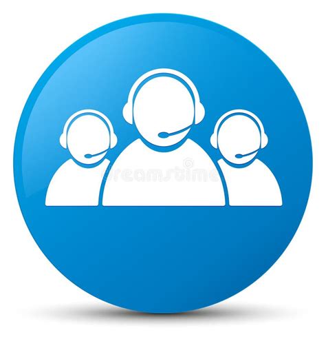Customer Care Team Icon Cyan Blue Round Button Stock Illustration