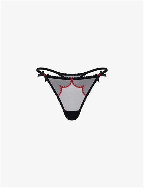 Agent Provocateur Lorna Heart Low Rise Stretch Mesh Thong In White Lyst