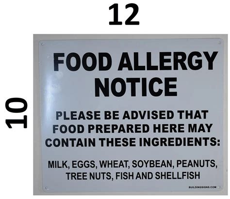 Hpd Signfood Allergy Notice Sign Aluminum Signs For Use In Nyc Hpd