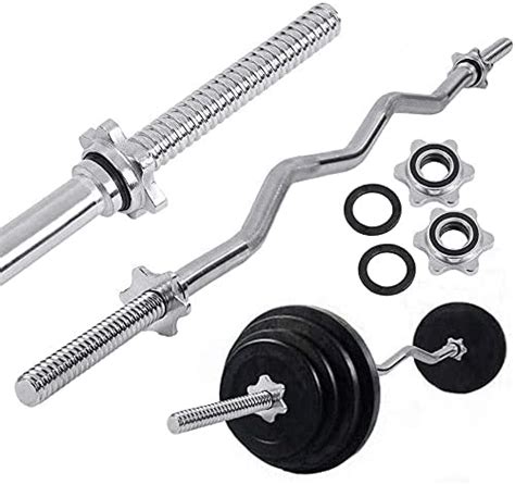 buy ultimax weight lift bar curved threaded chrome steel curl bar with collars for all standard