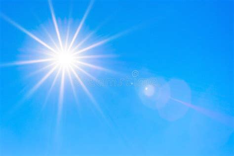 Glowing Sun On Clear Blue Sky Stock Image Image Of Space Brightly
