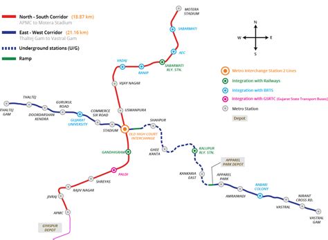 Ahmedabad Metro Route Map Stations Timings First And Last Train