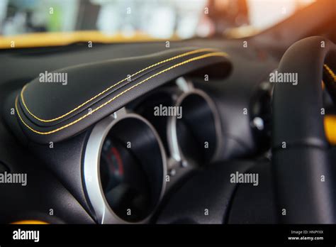 Modern Car Interior Dashboard And Steering Wheel Stock Photo Alamy
