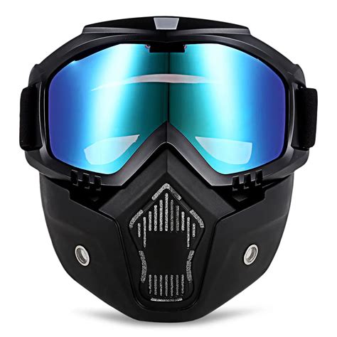 Hi Black Modular Mask Detachable Goggles Mouth Filter Ski Glass Men