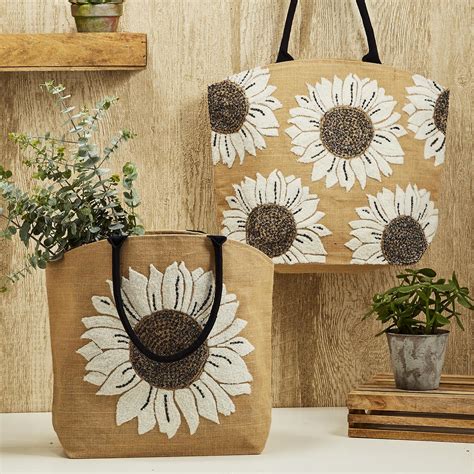 Sunflower Embroidered Tote Bag Asst 2 Designs