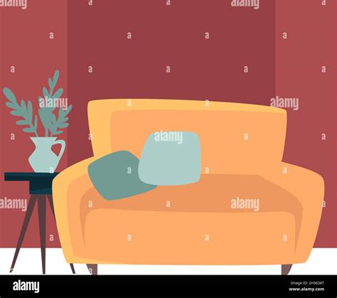Modern Living Room Interior Design Sofa Cushion Stock Vector Image