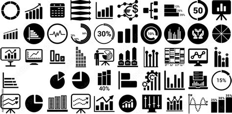 Mega Collection Of Graph Icons Collection Hand Drawn Solid Modern Symbol Tablet Magnifier