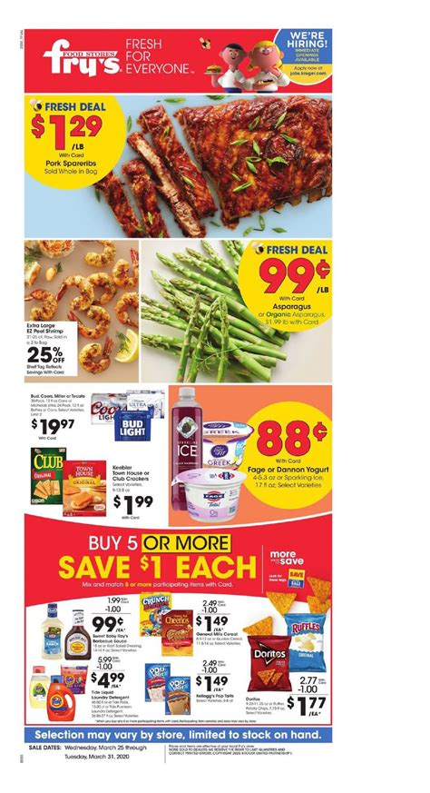 Plus, pickup is free on orders of $35 or more.*. Fry's Food Weekly Ad Valid Mar 25 - Mar 31, 2020 Early ad ...