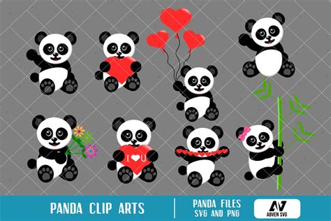Panda Clip Art Panda Graphics Panda Prints Panda Design Etsy