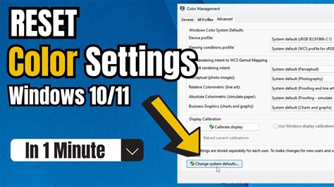 How To Reset Color Settings In Windows 1110 2023 Youtube