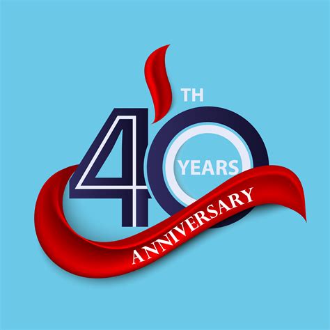 40th Anniversary Sign And Logo Celebration Symbol With Red Ribbon