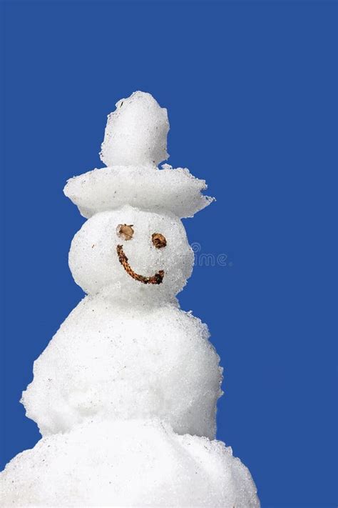 Smiling Snowman And Blue Sky Stock Photo Image Of April Face 36405996