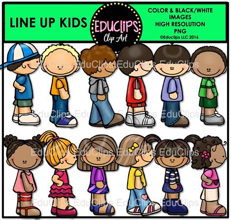 Line Up Kids Clip Art Set Etsy