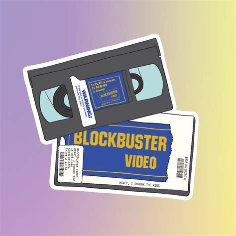 Retro Nostalgic Handdrawn 90s 2000s 3x3 Vinyl Sticker Blockbuster Vhs