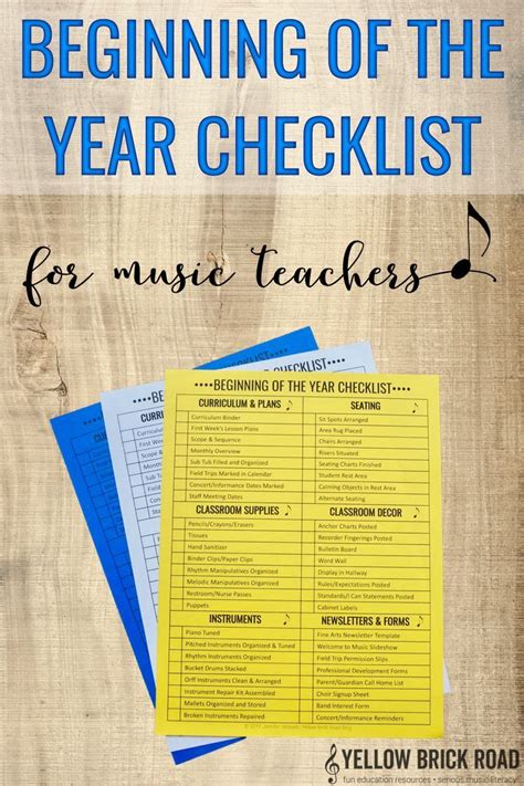 Beginning Of Year Checklist For The Elementary Music Classroom Music