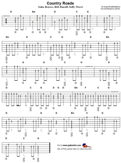 70 easy guitar songs for beginners from every genre (with tabs and chords). Country Roads, John Denver - easy acoustic guitar tab #sheetmusic | Learn guitar, Banjo music ...