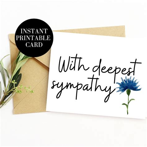 Sympathy Card Printable Card With Deepest Sympathy Card Etsy