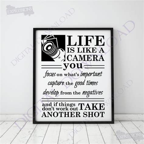 Life Is Like A Camera Photography Quote Vector Digital