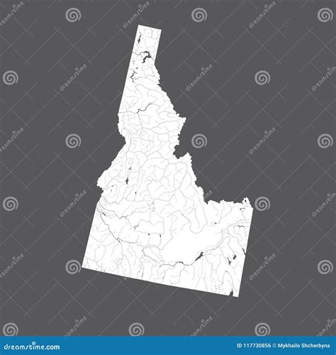 Map Of Idaho With Lakes And Rivers Stock Vector Illustration Of