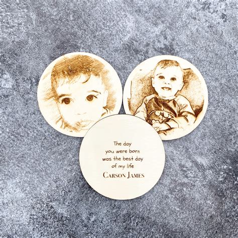 Photo Coasters Wood Engraved Personalized Coasters Set Of 3
