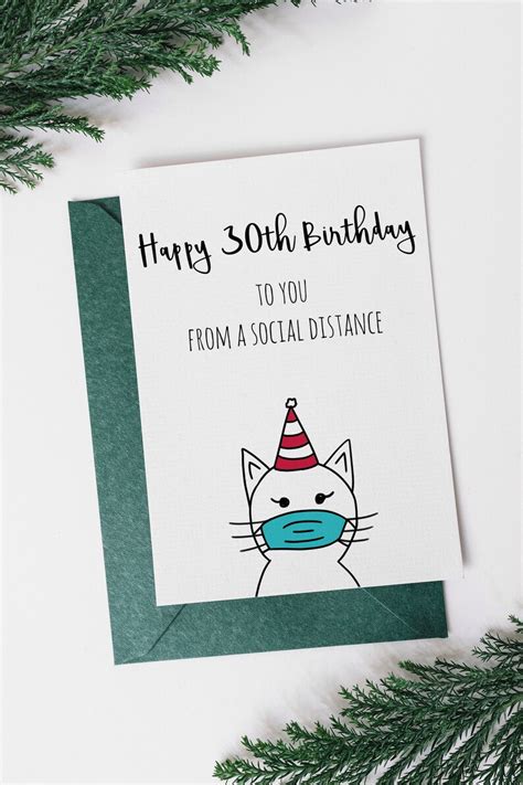 30th Birthday Card Printable Birthday Card Cat Quarantine Etsy