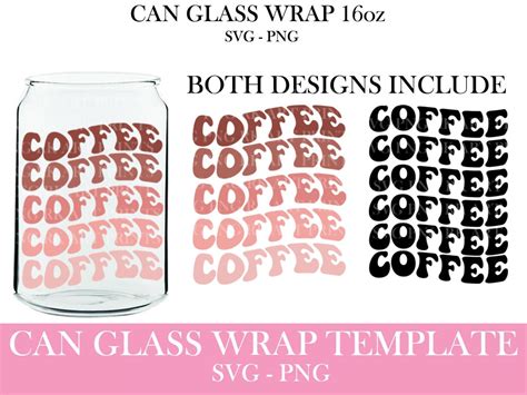 Coffee Beer Can Glass Wrap Template Svg 16oz Libbey Beer Can Etsy