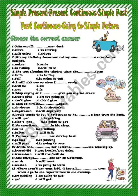 Present Simple Present Continuous Past Simple Future Tense Exercises Best Games Walkthrough