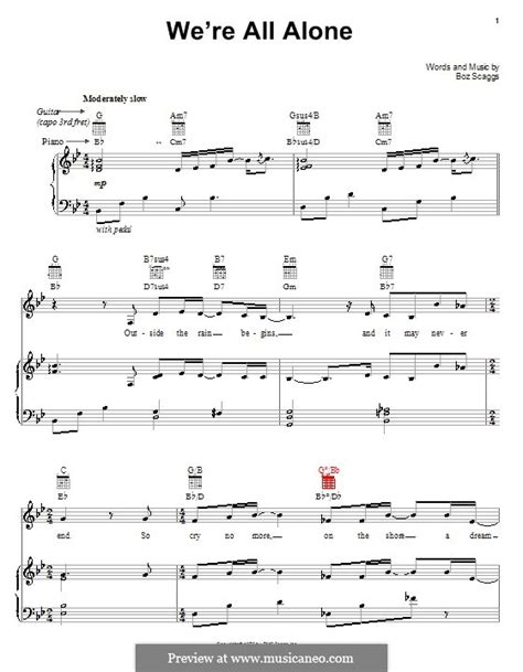 Were All Alone By Boz Scaggs Sheet Music On Musicaneo