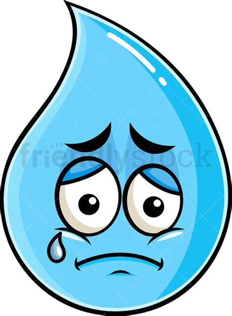 Teared Up Sad Raindrop Emoji Cartoon Clipart Vector Friendlystock