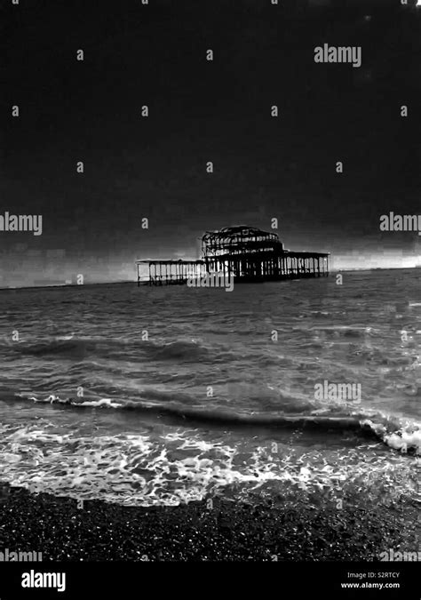 Burned Down Brighton Pier England Stock Photo Alamy