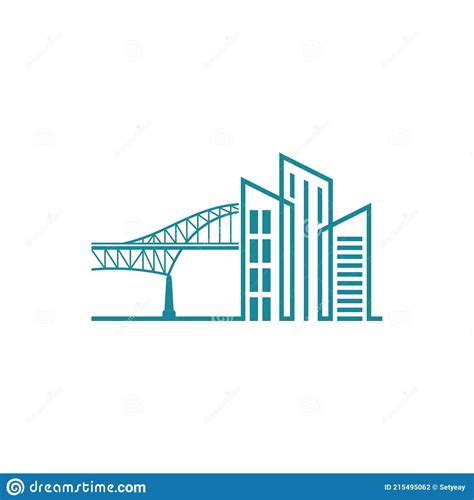 Bridge With Building Logo Design Vector Illustration Creative Bridge