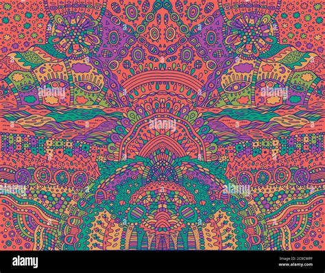 Psychedelic Tribal Acid Color Symmetrical Background Colorful