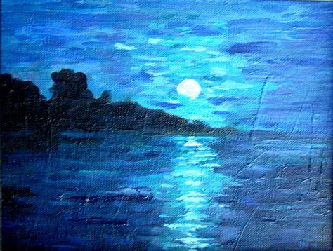 Blue Moon Over Lake Couer Da Lane Idaho Painting By Joseph