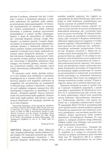 Dhyāna In Powszechna Encyklopedia Filozofii Vol 2 Pp 549 553
