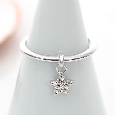 18ct Rose Gold Or Sterling Silver Star Charm Ring By Hurleyburley