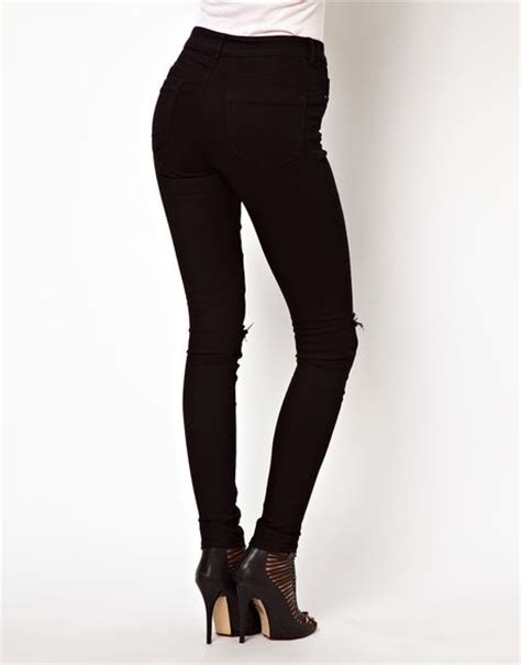 Asos Ridley Supersoft High Waisted Ultra Skinny Jeans In Black With
