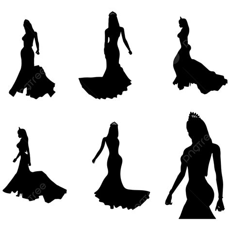 Woman Long Dress Silhouette Png Images Silhouette Pack Of A Woman